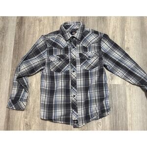 Dickies Boys‎ M Plaid Western Shirt Long Sleeve Button Up Pockets Casual